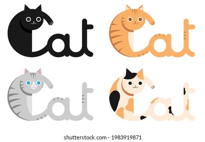 Illustration of cat logo design.Vector of cat icon.