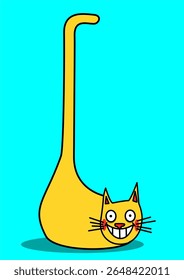 illustration of a cat with a long tail
