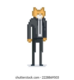 Illustration eines Katzenmannes, Pixelkunstmeme