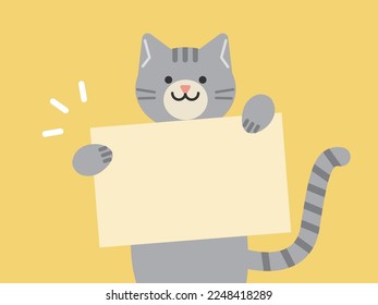Ilustración de un gato con una tarjeta de mensaje