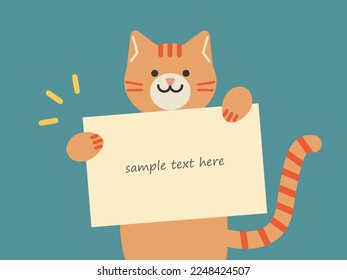 Illustration of a cat with a message card