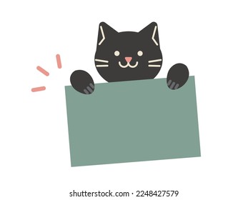 Ilustración de un gato con una tarjeta de mensaje