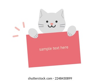 Illustration of a cat with a message card
