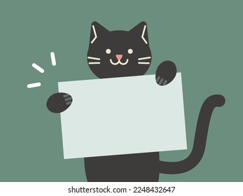 Illustration of a cat with a message card
