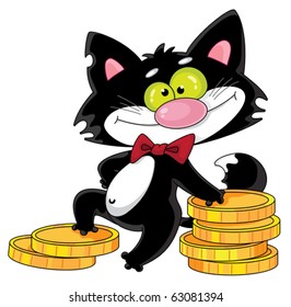 Illustration Of A Cat And Money