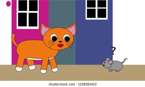  Illustration of a cat and a mouse