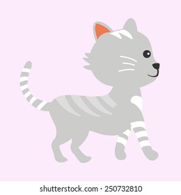 illustration of a cat on a pink background
