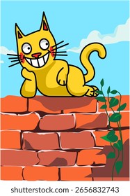 Illustration einer Katze an einer Wand