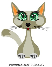 Illustration of the cat on white background is insulated