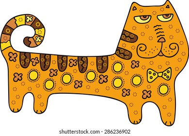 illustration of a cat with an ornament