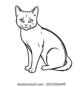 ilustración de un vector de dibujo de contorno de gato 