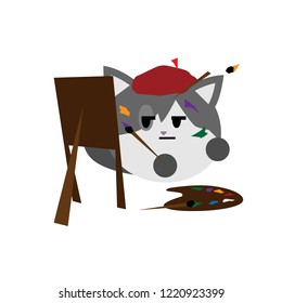 illustration with cat painter