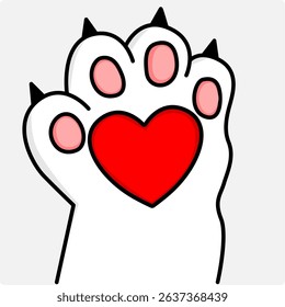  Illustration of a cat paw with a heart