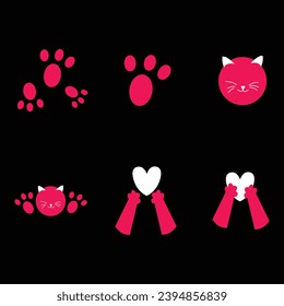Illustration of cat paw prints and cute hearts. Vector illustration for International Cat Day - Shutterstock ID 2394856839