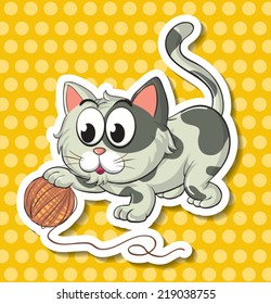 Illustration of a cat playing with string