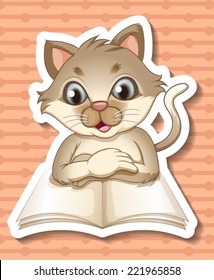 Illustration of a cat reading a book