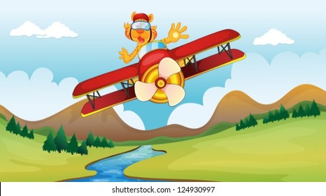 Illustration of a cat riding on a plane in amazing moves