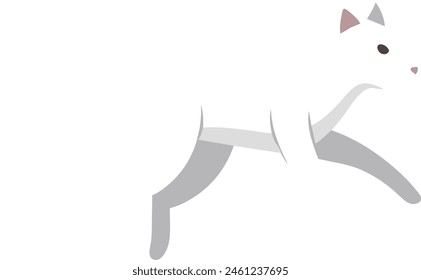 Ilustración de un gato corriendo en el aire con un fondo blanco