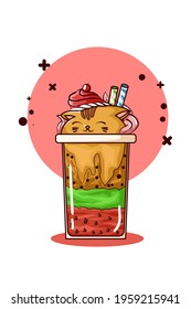 Illustration of cat shaped ice cream