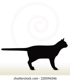 illustration of cat silhouette isolated on white background - in default pose