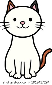 Illustration of a cat sitting facing the front (color 1)