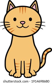 Illustration of a cat sitting facing the front 