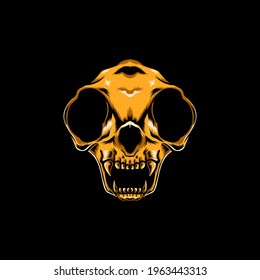 Illustration of a cat skull in yellow color