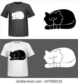 illustration of cat, sticker,tshirt print, vector illustration