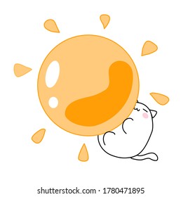 Illustration of cat with sun