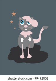 Illustration of cat walking in darkness and looking at stars