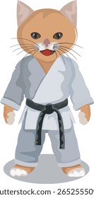 ilustração de um gato vestindo um uniforme de caratê.