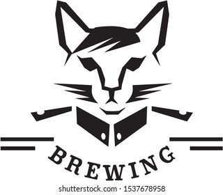 Illustration of cat wearing uniform suitable for brewery 