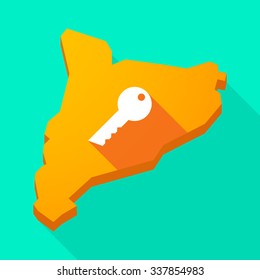 Illustration of a Catalonia long shadow vector icon map with a key
