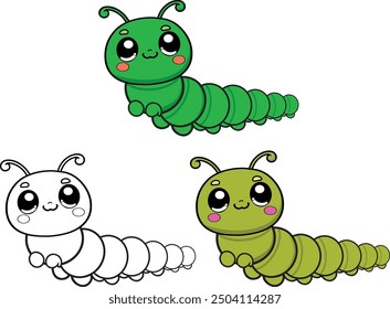 illustration of caterpillar for coloring book