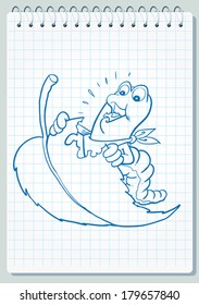 Illustration of caterpillar on the leaf...