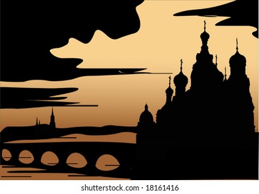ilustración con catedral y reflejo de la imagen