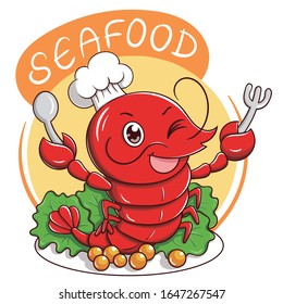 Illustration of catoon character lobster