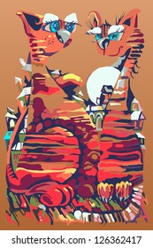 illustration with cats