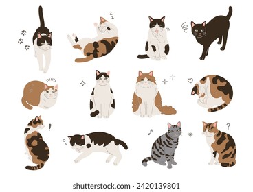 Illustration of cats in different poses