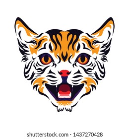 Illustration of a cat's head with a white background. - Vector.