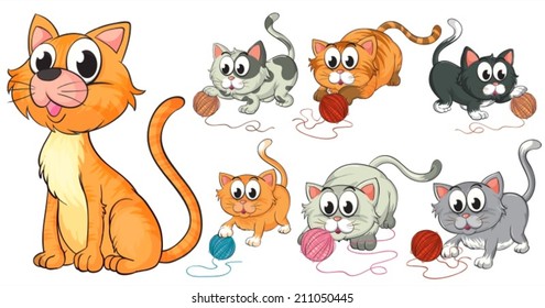 Illustration of cats and kittens