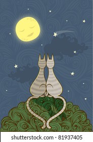 illustration of cats in love