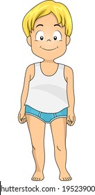 Illustration of a Caucasian Boy Wearing Undies for Boys