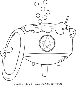 A ilustração do caldeirão ou pote de bruxa que tem poção nele