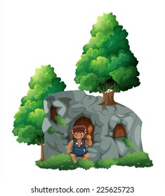 Illustration eines Kavemans vor einer Höhle