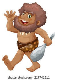 Ilustración de un hombre de las cavernas con palo