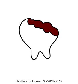 illustration of cavities, damaged teeth