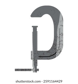Illustration of a C-Clamp tool. Element for use in design projects, workshops, and educational materials.