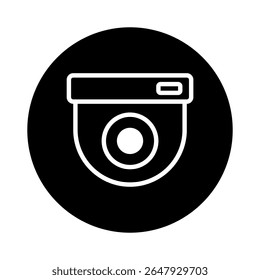 Illustration einer CCTV-Kamera in schwarzem Kreis, perfekt für Sicherheitsbewusstseinsprojekt und Präsentationsmaterialien für Überwachungsausrüstung