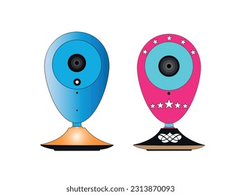 Illustration of cctv camera on white background. cc tv in digital technology for safety Vector technology app symbol CC